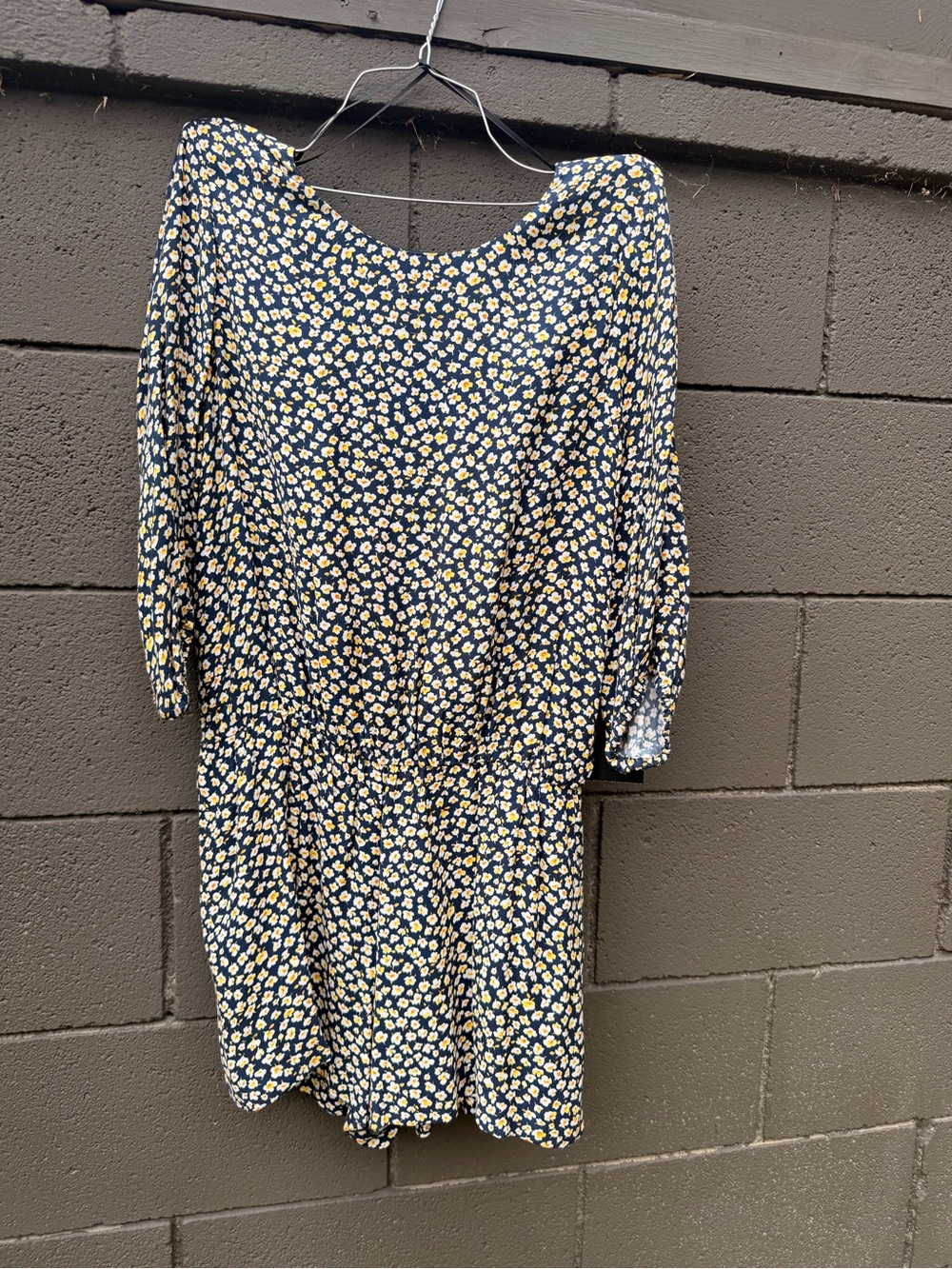 Zara Navy Dress with Yellow and White Floral Print
